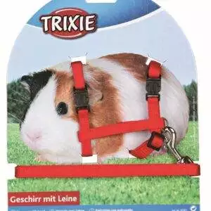 trixie sele med snor marsvin Rød